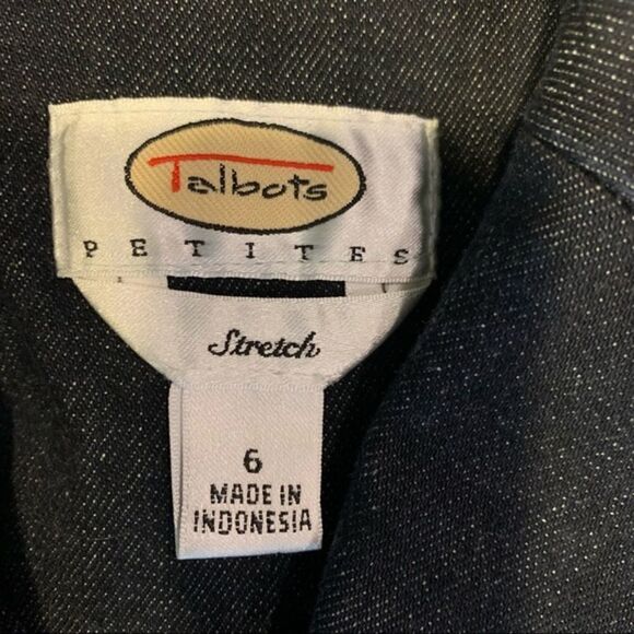 Talbots Petites denim blazer dark wash stretch military utility size 6 - Picture 8 of 10